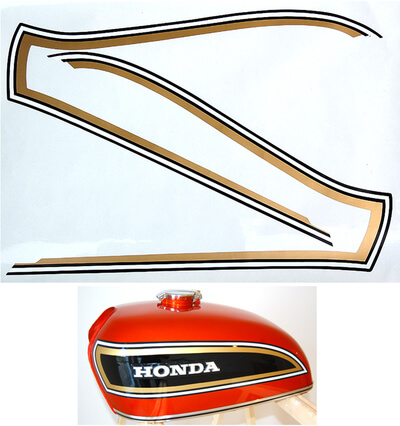 Tankdekorstreifen Honda CB750K6 fr rot + blau + orange